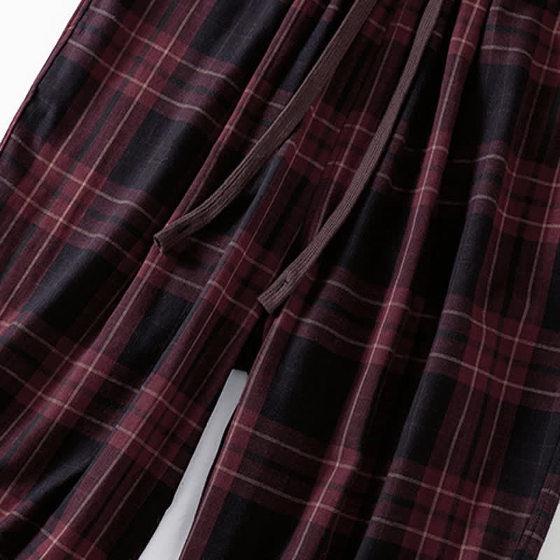 Nimara Ritual Spring Casual Drawstring Plaid Pattern Elastic Waist Cropped Women's Harem Pants With Pockets