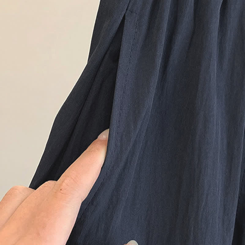 Nimara Ritual Spring Summer Casual Drawstring Solid Cropped Women's Wide Leg Pants With Pockets