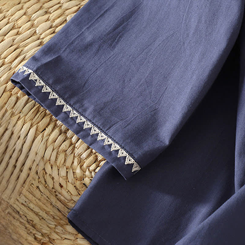 Nimara Ritual Summer Casual Minimalist Wavy Line Button-Up Solid Women's Short Sleeve Shirts