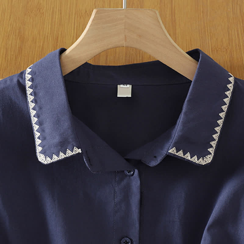Nimara Ritual Summer Casual Minimalist Wavy Line Button-Up Solid Women's Short Sleeve Shirts