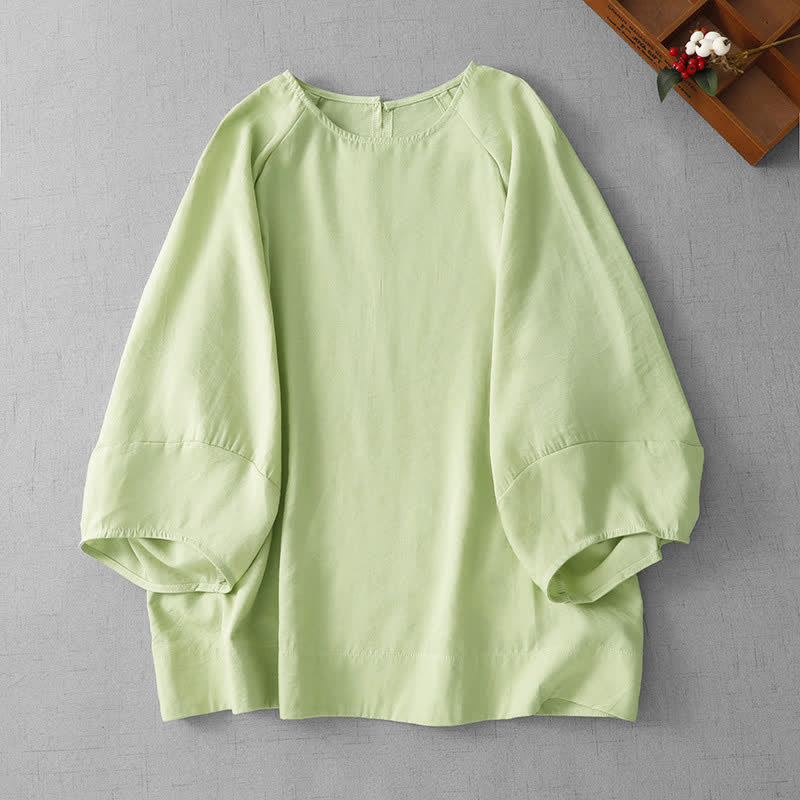 Nimara Ritual Spring Summer Casual Minimalist Crew Neck Solid Women's Long Sleeve T-Shirt