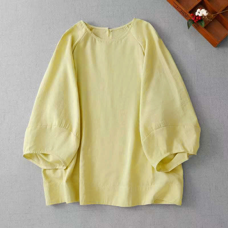Nimara Ritual Spring Summer Casual Minimalist Crew Neck Solid Women's Long Sleeve T-Shirt