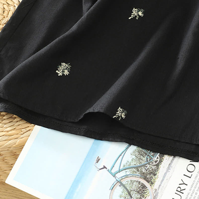 Nimara Ritual Summer Vintage Tang Style Mandarin Collar Embroidery Small Floral Tank Top Women's Sleeveless Shirts