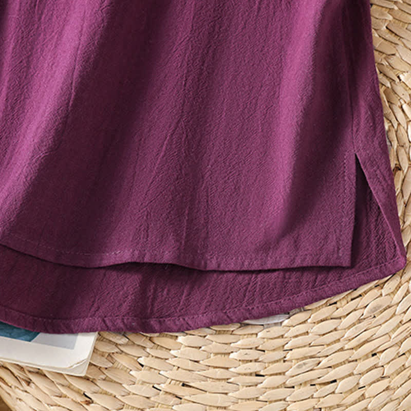 Nimara Ritual Summer Tang Style Casual Mandarin Collar Button-Up Solid Patch Pocket Women's Sleeveless Shirts Tank Top