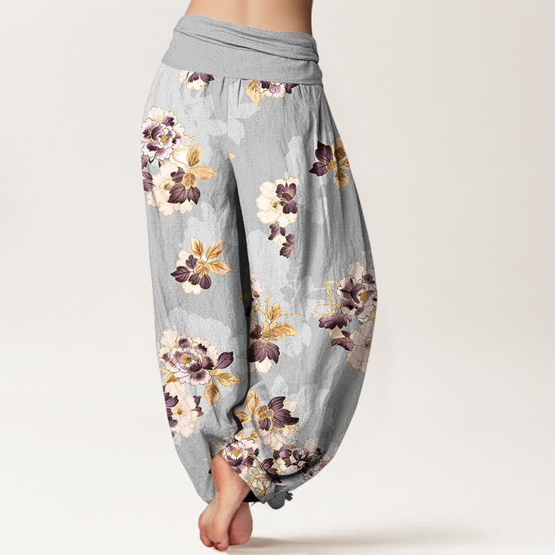 Nimara Ritual Pure Cotton Vintage Floral Pattern Women's Elastic Waist Harem Pants