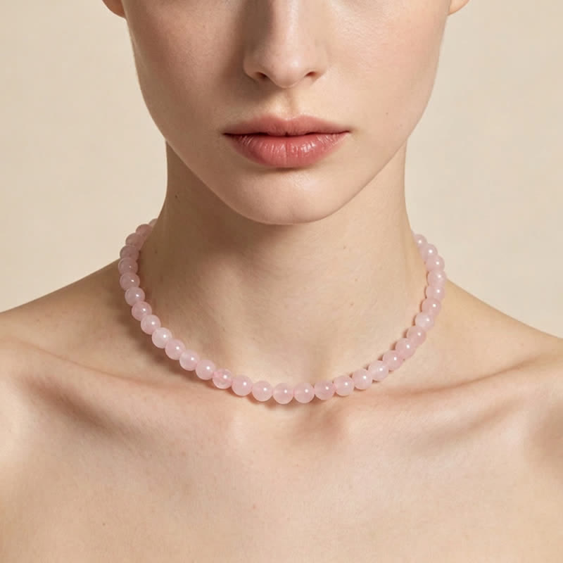 Nimara Ritual Natural Rose Quartz Bead Peace Necklace