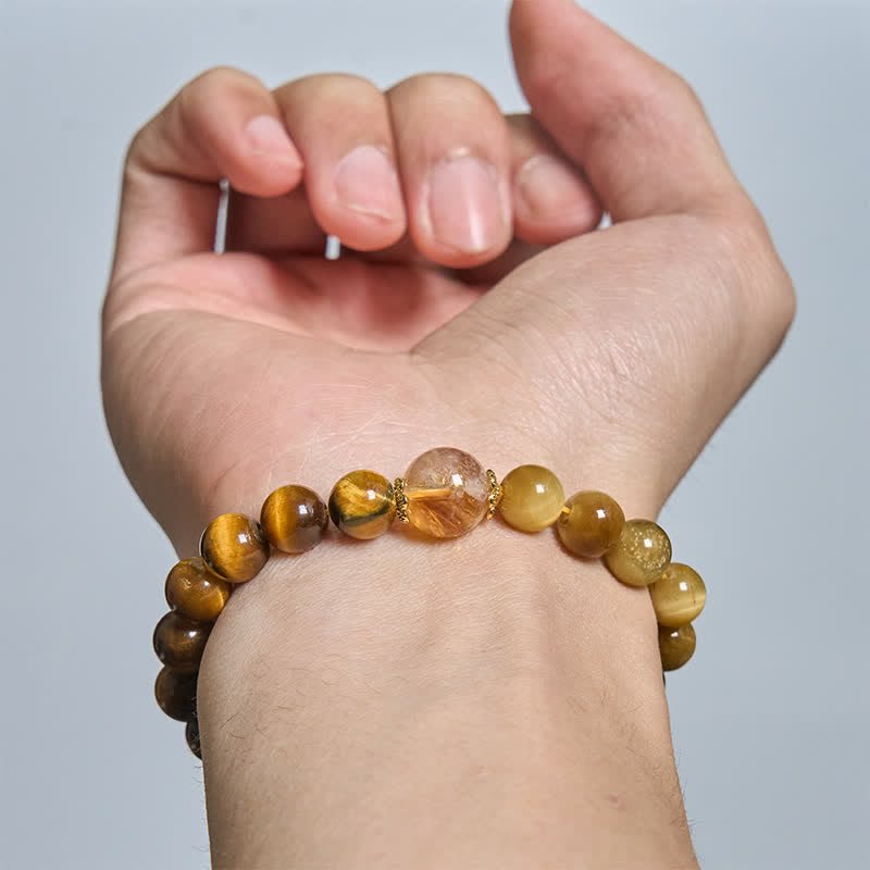 Nimara Ritual Natural Tiger Eye Faceted Citrine Bead Courage Bracelet