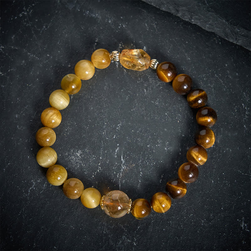 Nimara Ritual Natural Tiger Eye Faceted Citrine Bead Courage Bracelet