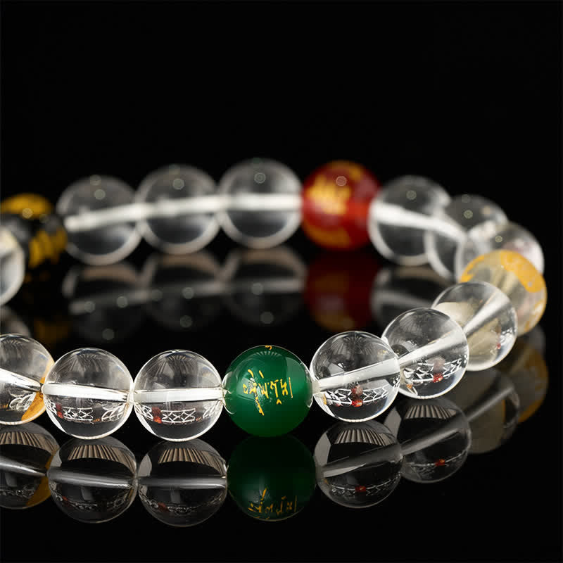 Nimara Ritual Natural Clear Quartz Five Elements Healing Bracelet