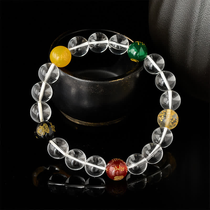 Nimara Ritual Natural Clear Quartz Five Elements Healing Bracelet