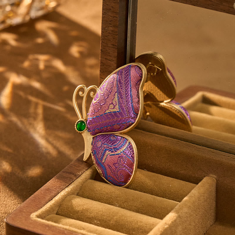 Nimara Ritual Song Brocade Purple Butterfly Transformation Handmade Harmony New Chinese Brooch