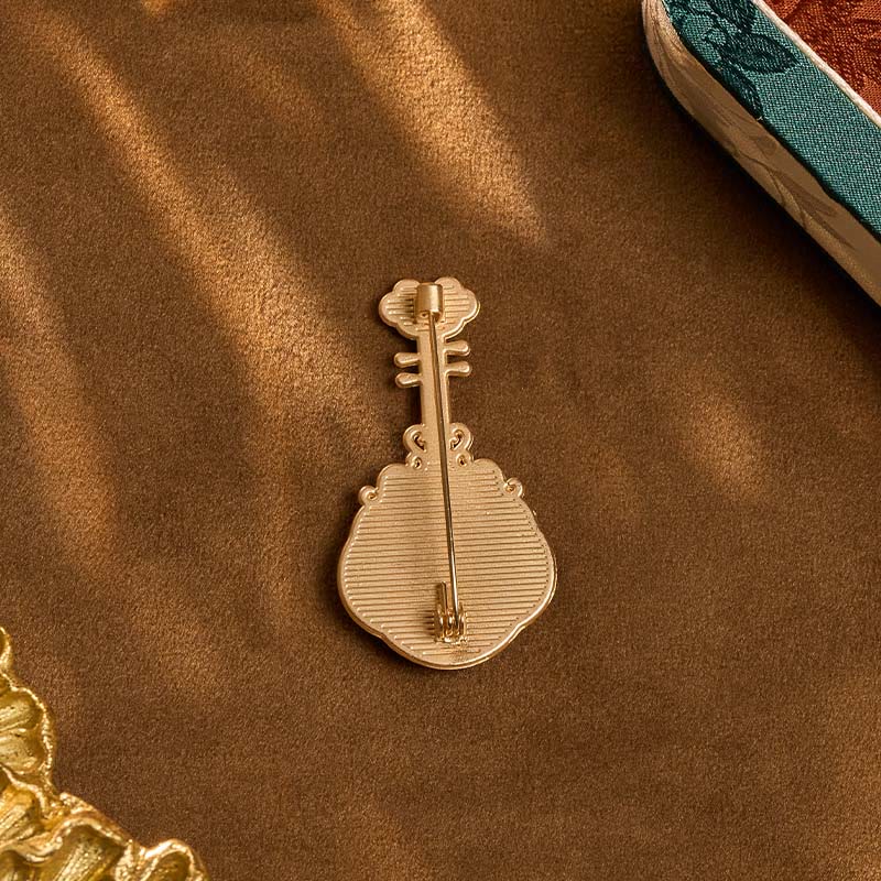 Nimara Ritual Song Brocade Handmade Purple Pipa-shaped Energy Brooch