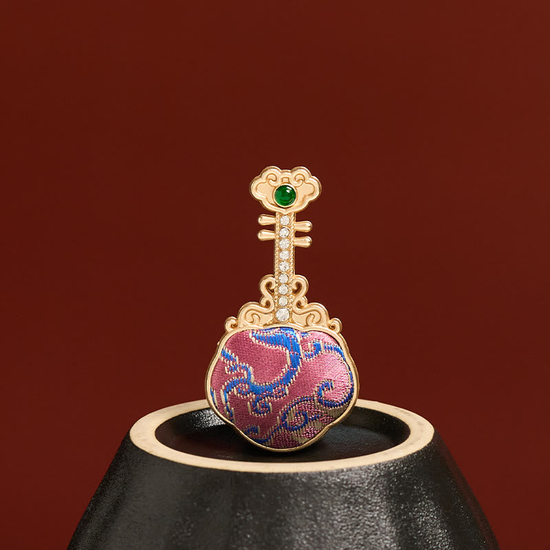 Nimara Ritual Song Brocade Handmade Purple Pipa-shaped Energy Brooch