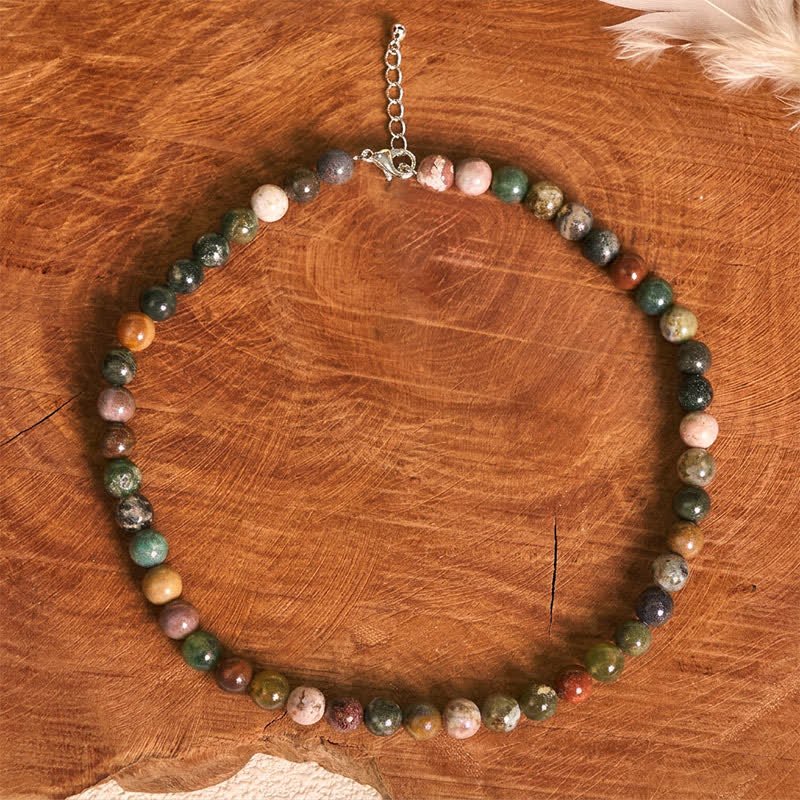 Nimara Ritual Natural Indian Agate Bead Calm Necklace