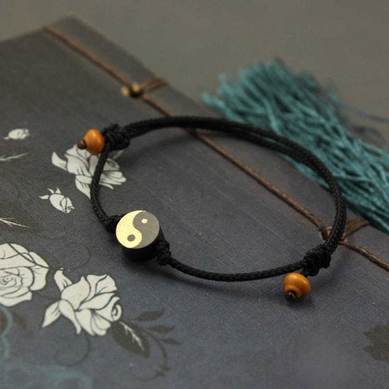 Nimara Ritual Ebony Yin Yang Symbol Peace Colorful String Bracelet