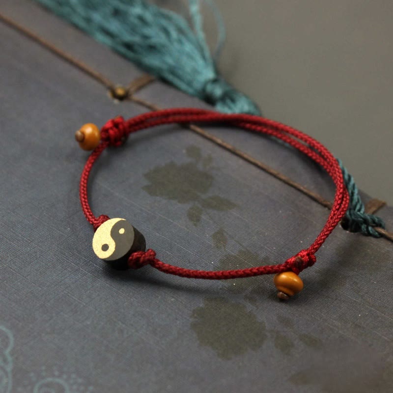 Nimara Ritual Ebony Yin Yang Symbol Peace Colorful String Bracelet