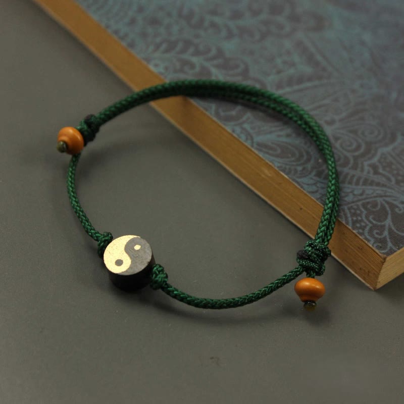 Nimara Ritual Ebony Yin Yang Symbol Peace Colorful String Bracelet