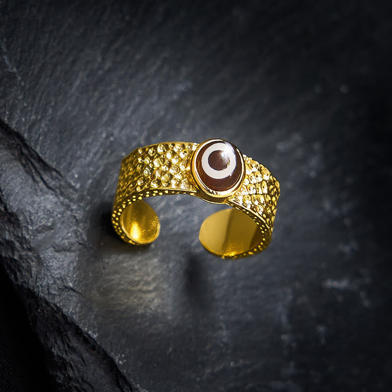 Nimara Ritual Dzi Beads Copper Brass Wealth Ring