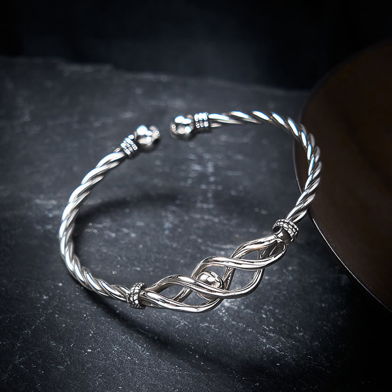 Nimara Ritual Pure Copper Plated With Silver Twisted Cuff Bracelet