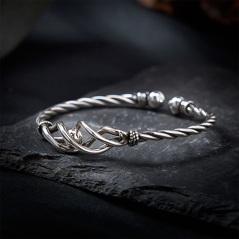 Nimara Ritual Pure Copper Plated With Silver Twisted Cuff Bracelet