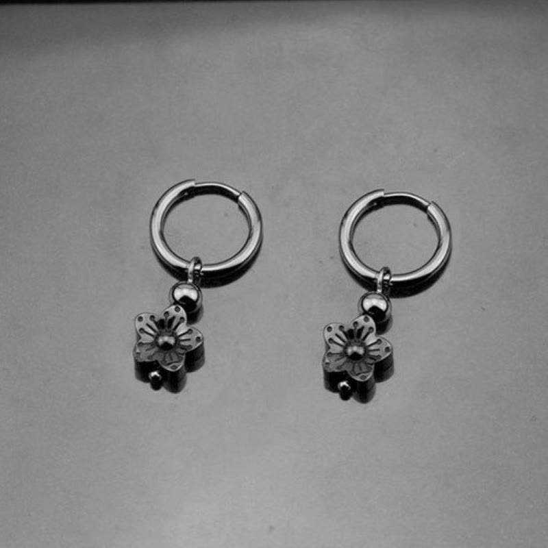 Nimara Ritual Flower Pattern Healing Copper Metal Hoop Earrings