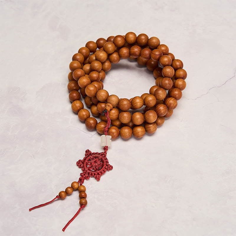 Nimara Ritual Red Sandalwood Blessing Meditation Knotted Round Bead Mala