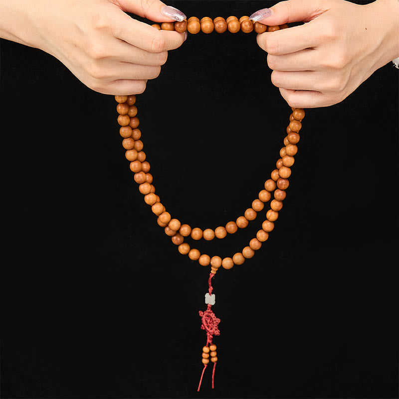 Nimara Ritual Red Sandalwood Blessing Meditation Knotted Round Bead Mala
