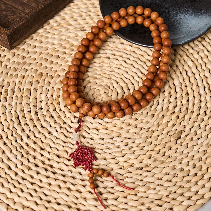 Nimara Ritual Red Sandalwood Blessing Meditation Knotted Round Bead Mala