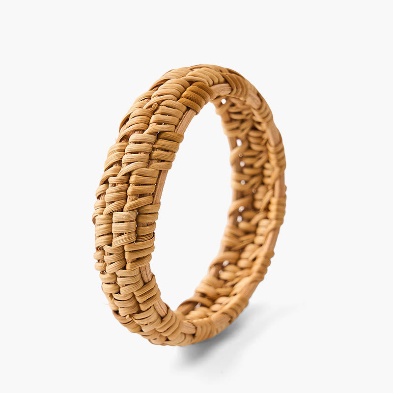 Nimara Ritual Handwoven Rattan Bohemian Resort Wide Bracelet Bangle