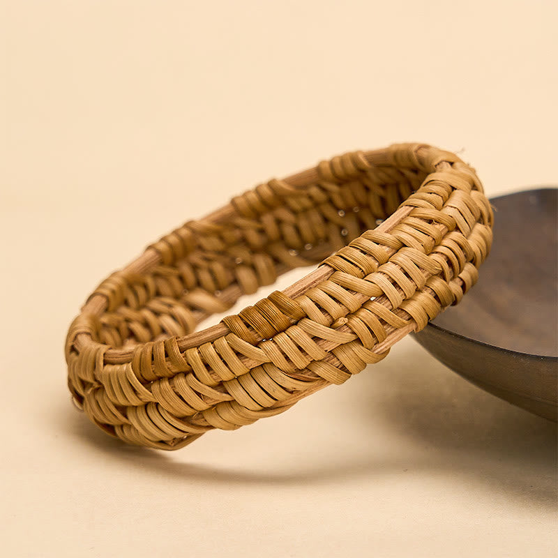 Nimara Ritual Handwoven Rattan Bohemian Resort Wide Bracelet Bangle