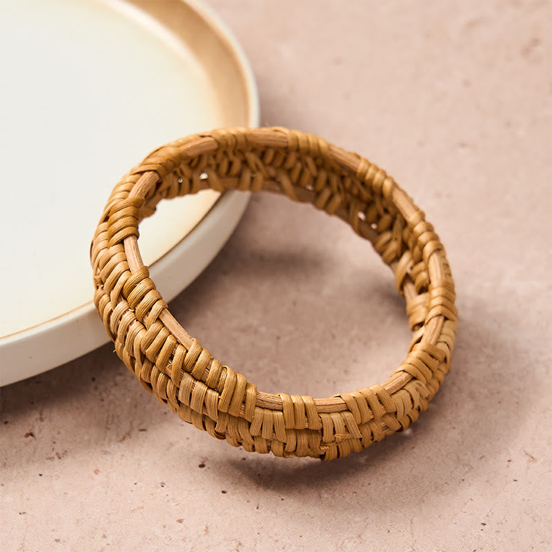 Nimara Ritual Handwoven Rattan Bohemian Resort Wide Bracelet Bangle