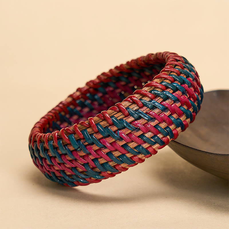 Nimara Ritual Natural Rattan Protection Hand-Woven Boho Wide Bracelet Bangle