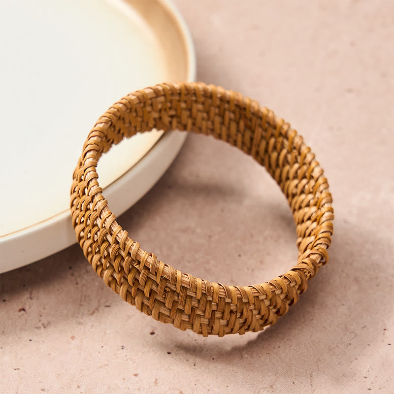 Nimara Ritual Handwoven Rattan Grounding Bohemian Wide Bracelet Bangle