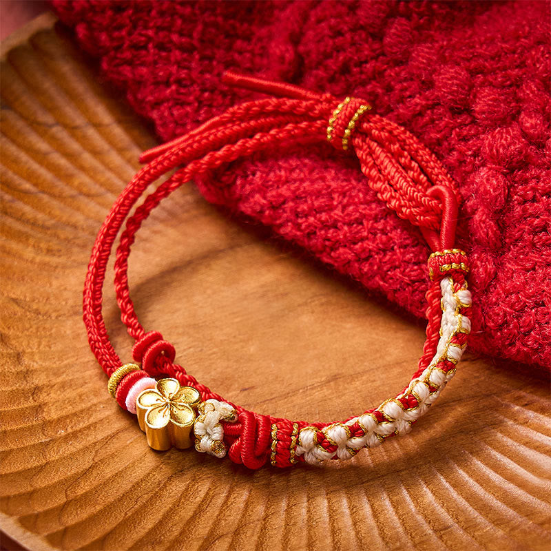 Nimara Ritual Hand-Woven String Peach Blossom Knotting Connection Double Layer Bracelet