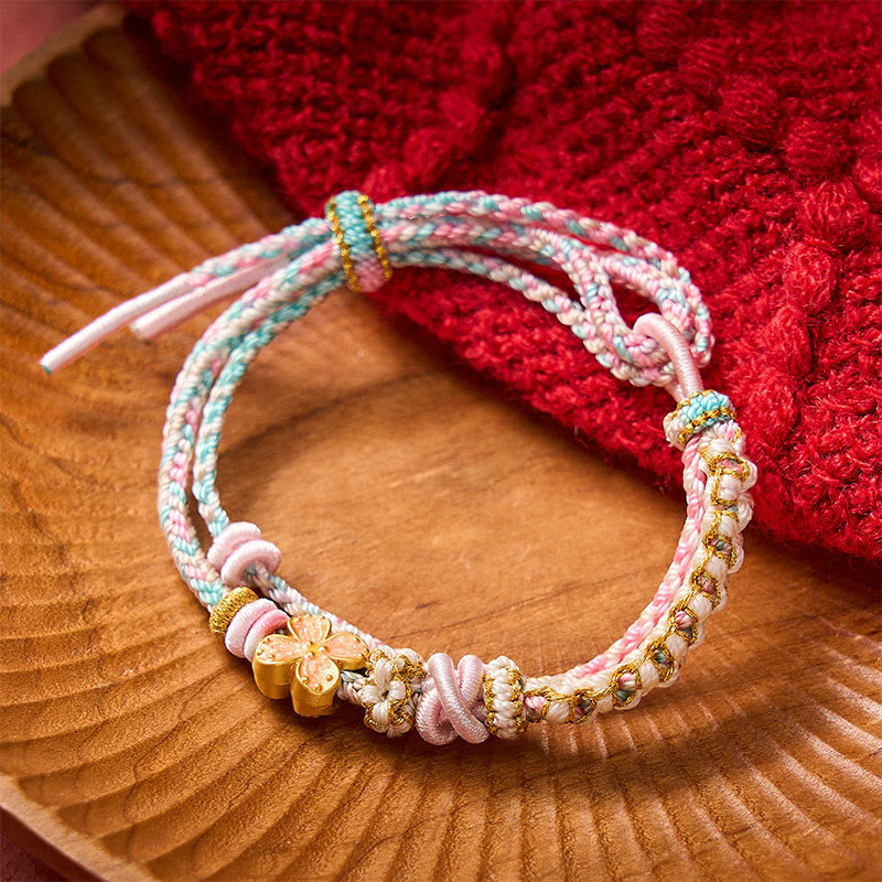 Nimara Ritual Hand-Woven String Peach Blossom Knotting Connection Double Layer Bracelet