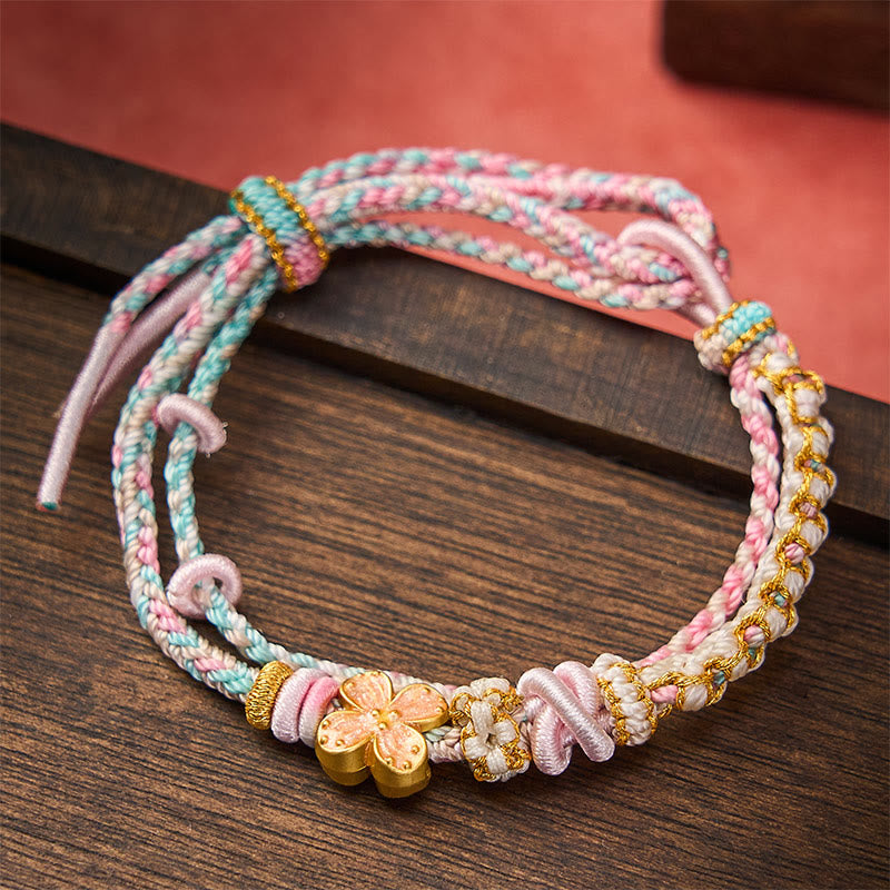 Nimara Ritual Hand-Woven String Peach Blossom Knotting Connection Double Layer Bracelet