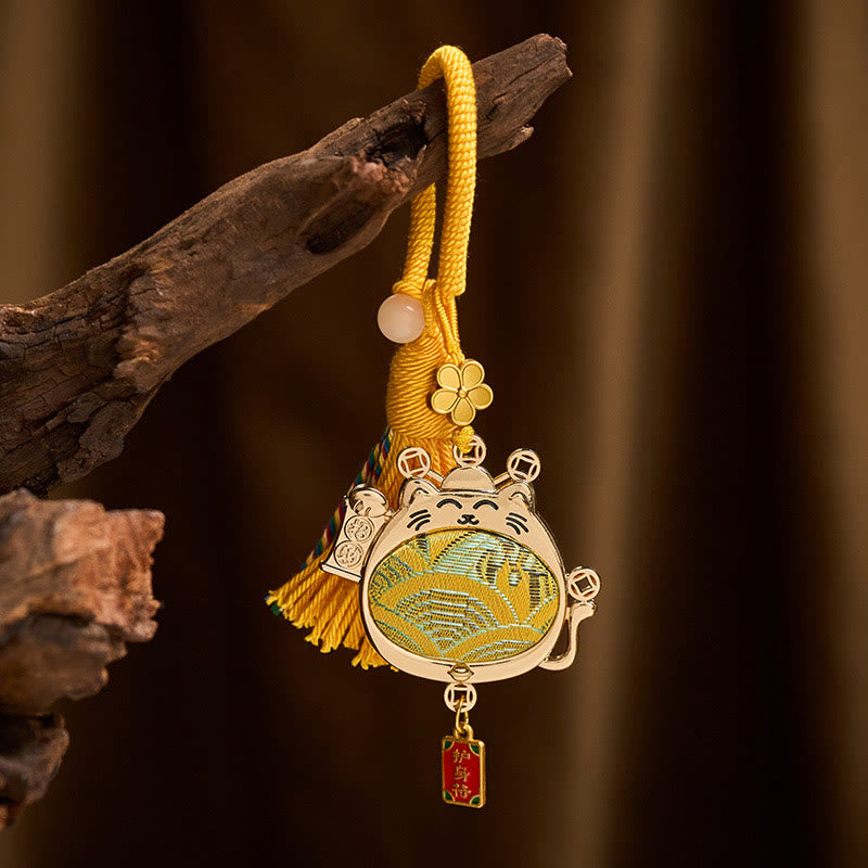 Nimara Ritual Song Brocade Lucky Cat Prosperity Tassel Keychains