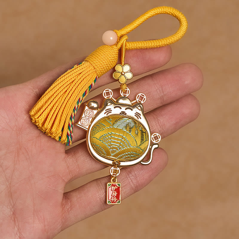 Nimara Ritual Song Brocade Lucky Cat Prosperity Tassel Keychains