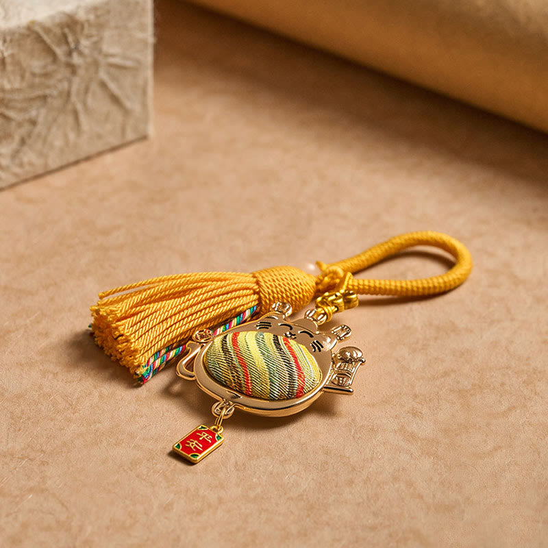 Nimara Ritual Song Brocade Lucky Cat Prosperity Tassel Keychains