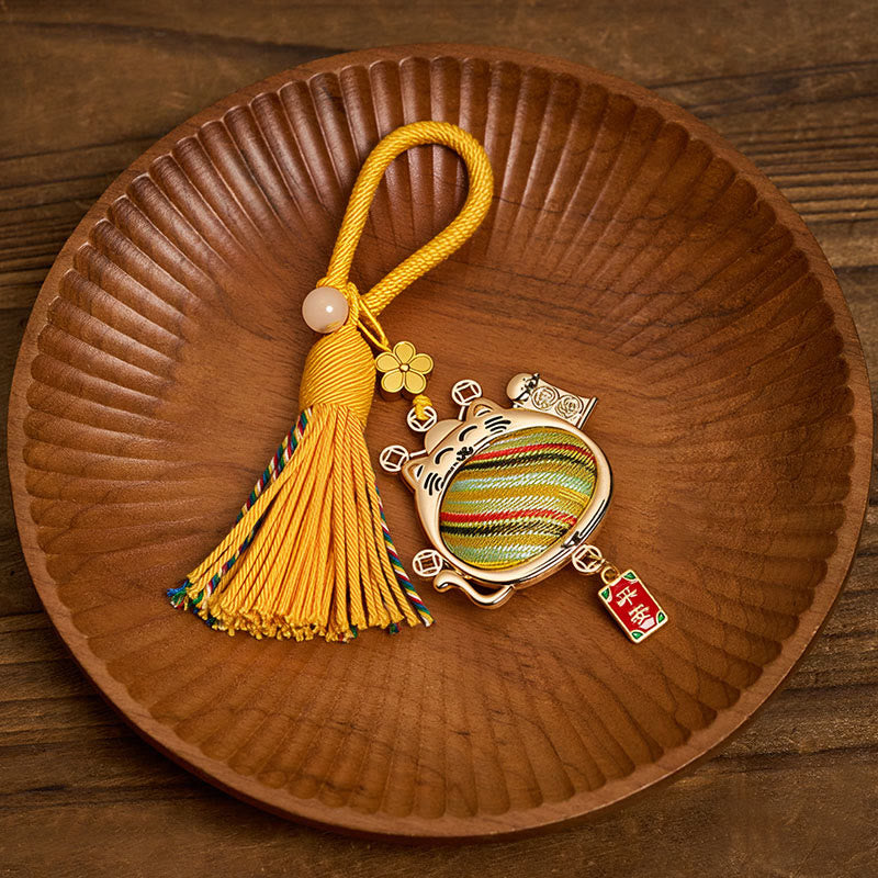 Nimara Ritual Song Brocade Lucky Cat Prosperity Tassel Keychains