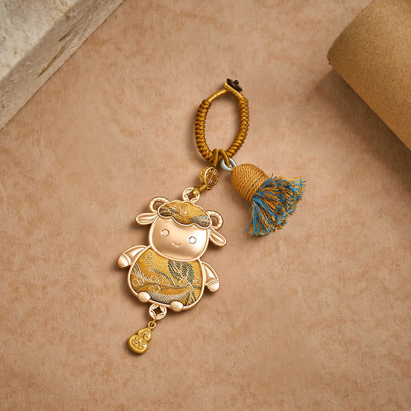 Nimara Ritual Song Brocade Handmade Chinese Zodiac Tassel Lucky Keychain