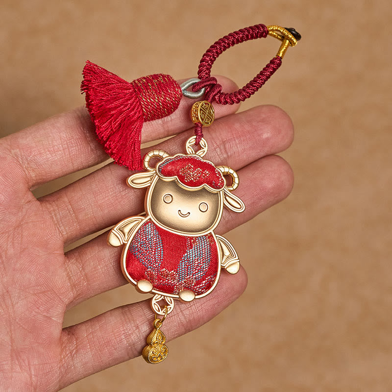 Nimara Ritual Song Brocade Handmade Chinese Zodiac Tassel Lucky Keychain