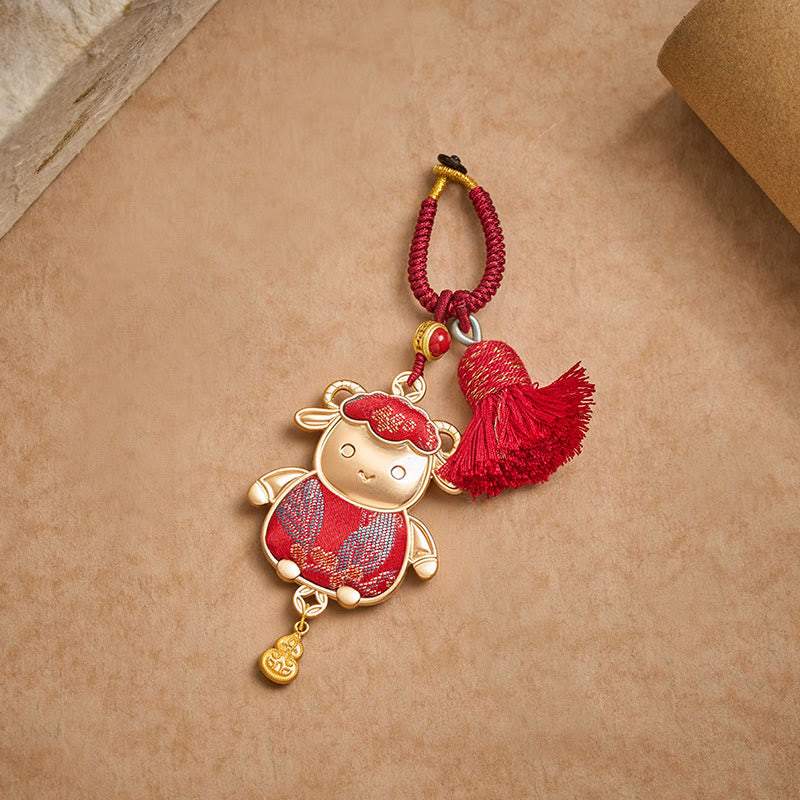 Nimara Ritual Song Brocade Handmade Chinese Zodiac Tassel Lucky Keychain