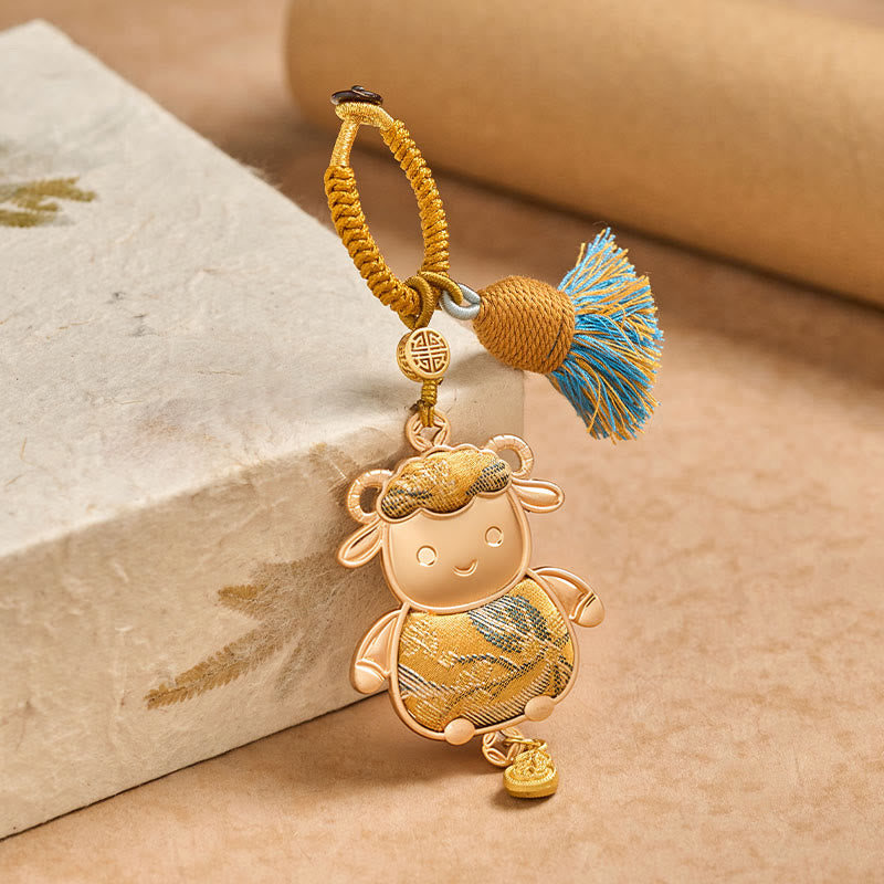 Nimara Ritual Song Brocade Handmade Chinese Zodiac Tassel Lucky Keychain