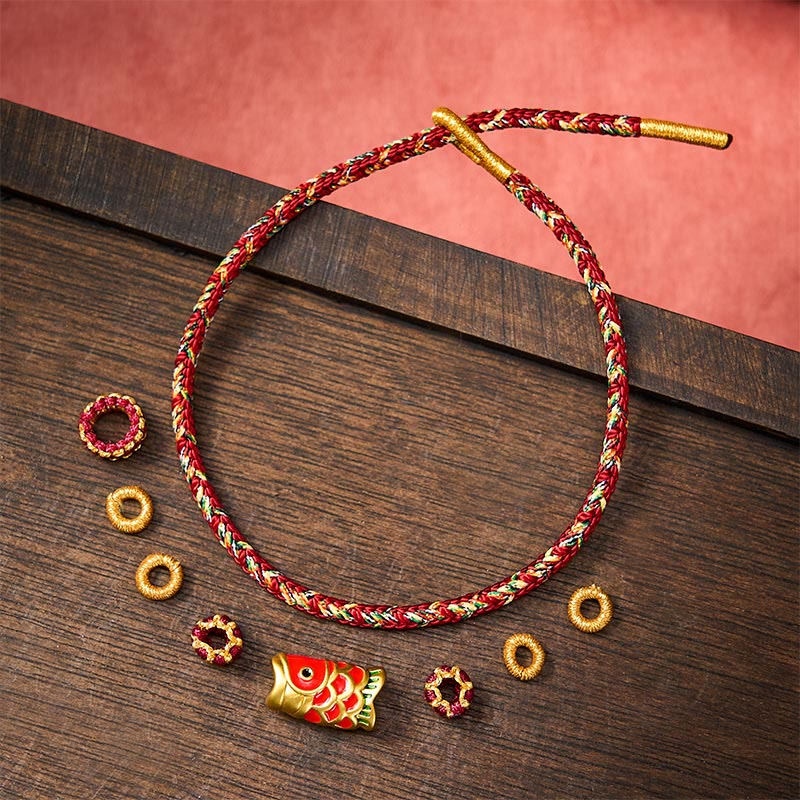 Nimara Ritual Hand-Woven Red String Koi Fish Flower Protection Bracelet