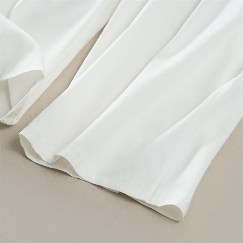Nimara Ritual Spring Summer Casual Drawstring Elastic Waist Ruffled Solid Cropped Pants Women's Straight Leg Pants With Pockets
