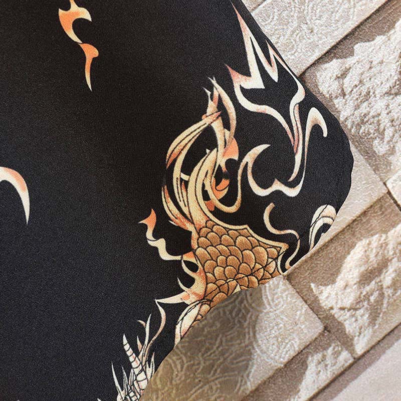 Nimara Ritual Summer Dragon Pattern Buttons Up Men's Short Sleeve Shirts