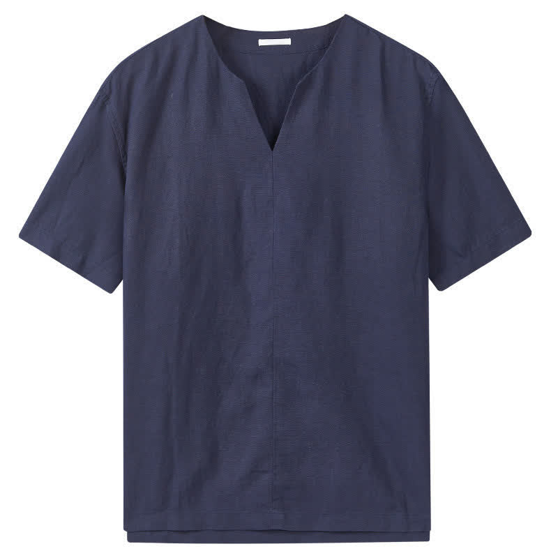 Nimara Ritual Summer Minimalist Solid V-Neck Men's Short Sleeve T-Shirts