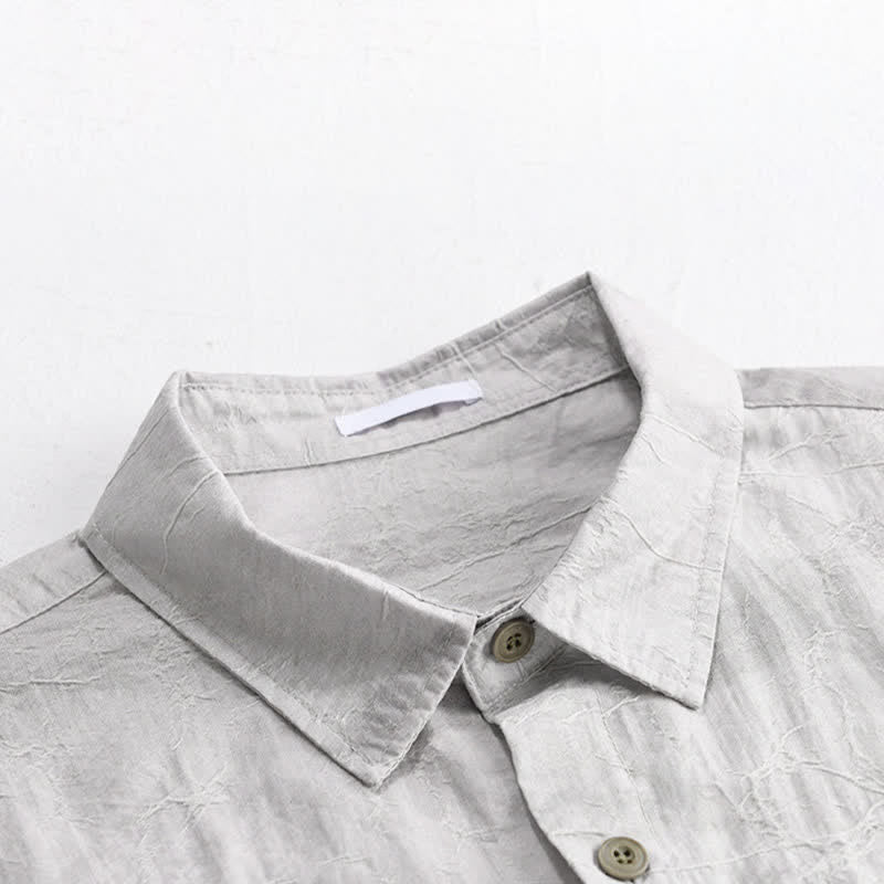 Nimara Ritual Spring Summer Casual Minimalist Button-Up Solid Grey Ink Wash Men's Shirts With Patch Pocket