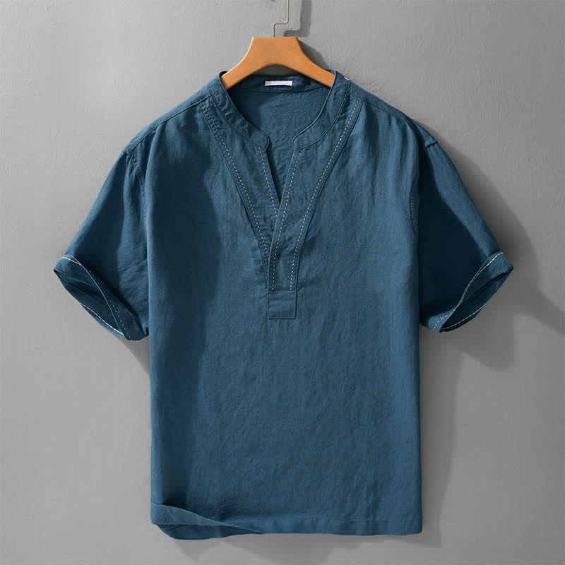 Nimara Ritual Summer Casual V-Neck Solid Men's Short Sleeve T-Shirts